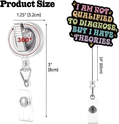 أنا لست مؤهلاً للتشخيص ولكن لدي نظرية بكرة شارة لامعة غير منتظمة قابلة للسحب مع مشبك التمساح، هدية حامل شارة عيد الميلاد المضحكة للرعاية الصحية والصحة العقلية والممرضة CNA in Kuwait