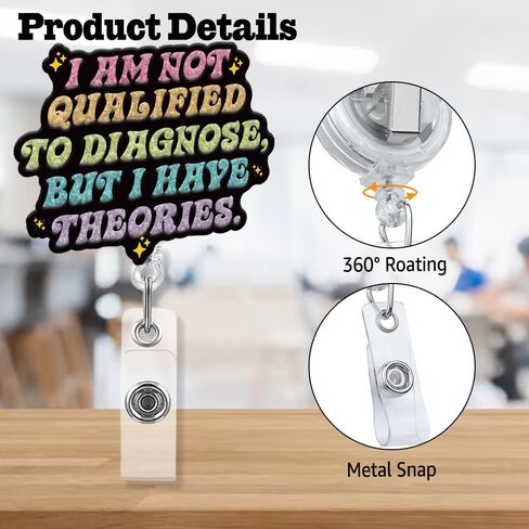 أنا لست مؤهلاً للتشخيص ولكن لدي نظرية بكرة شارة لامعة غير منتظمة قابلة للسحب مع مشبك التمساح، هدية حامل شارة عيد الميلاد المضحكة للرعاية الصحية والصحة العقلية والممرضة CNA in Kuwait