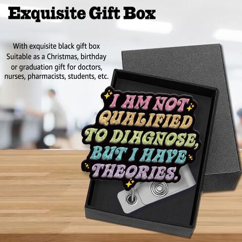 أنا لست مؤهلاً للتشخيص ولكن لدي نظرية بكرة شارة لامعة غير منتظمة قابلة للسحب مع مشبك التمساح، هدية حامل شارة عيد الميلاد المضحكة للرعاية الصحية والصحة العقلية والممرضة CNA in Kuwait