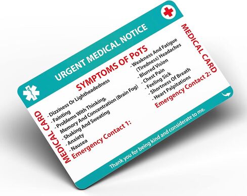 Postural orthostatic Tachycardia Syndrome Awareness (PoTS) Medical Card, PoTS Card with Writable Panel and Patterned Lanyard, PoTS Emergency Contact Card in Saudi Arabia