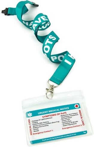 Postural orthostatic Tachycardia Syndrome Awareness (PoTS) Medical Card, PoTS Card with Writable Panel and Patterned Lanyard, PoTS Emergency Contact Card in Saudi Arabia