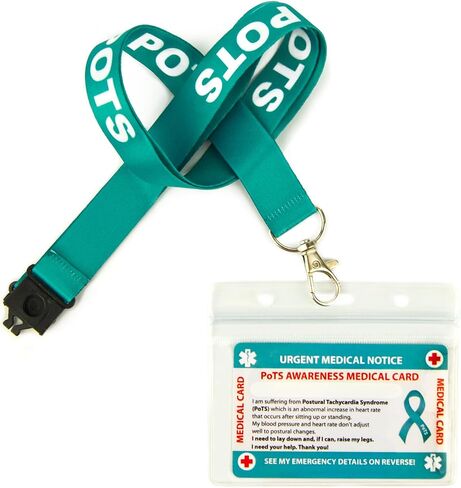 Postural orthostatic Tachycardia Syndrome Awareness (PoTS) Medical Card, PoTS Card with Writable Panel and Patterned Lanyard, PoTS Emergency Contact Card in Saudi Arabia