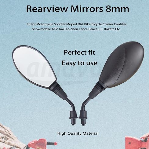 Motorcycle GY6 Scooter Rearview Mirrors 8mm Replacement Parts Fits for Motorcycle Scooter Moped Dirt Bike Bicycle Cruiser Coolster Snowmobile ATV TaoTao Znen Lance Peace JCL Roketa Etc. in Saudi Arabia