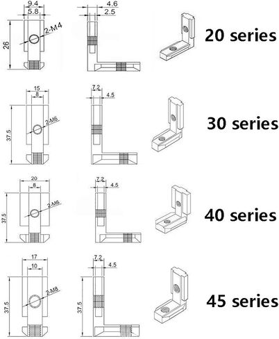 2020 Corner Bracket T Slot Corner Connector L-Shape Corner Joint Bracket for European Standard Aluminum Profile Come with Screws (Pack of 10) in Saudi Arabia