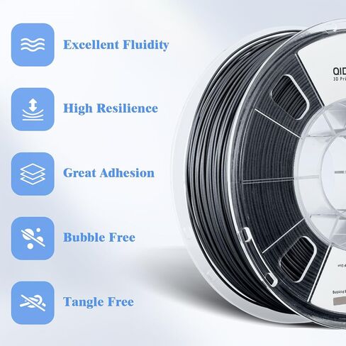 R QIDI TECHNOLOGY TPU 95A خيوط عالية التدفق 1.75 مم، TPU95A-HF خيوط طابعة ثلاثية الأبعاد مرنة تناسب معظم طابعات FDM ثلاثية الأبعاد، مرونة عالية، مناسبة للطباعة عالية السرعة، بكرة 1 كجم، أسود in Kuwait
