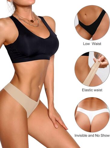 DEANGELMON نساء سلس ناعم سيور لا تظهر البيكينيات سراويل داخلية حزمة S in Kuwait