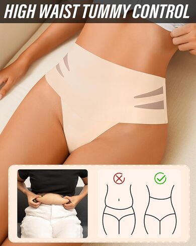 ASIMOON High Waisted Thongs for Women Seamless Ladies No Show Underwear Stretch Sexy Panties 3 Pack in Saudi Arabia