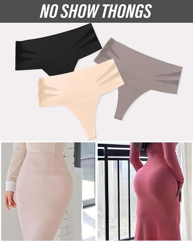ASIMOON سيور عالية الخصر للنساء بدون خياطة للسيدات بدون عرض ملابس داخلية مثيرة قابلة للتمدد 3 عبوات in Kuwait