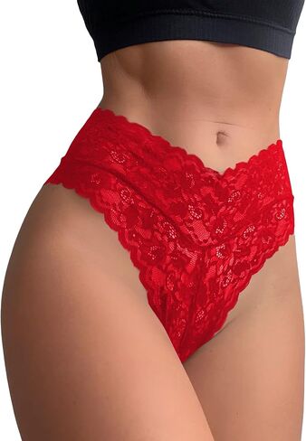 Milumia Women Sexy Panties Floral Lace Underwear Cut Out Scallop Trim Panty Mid Rise Brief Bikinis in Saudi Arabia