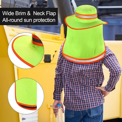 4 Pcs High Visibility Reflective Work Safety Sun Hat with Neck Flap Boonie Hats Wide Brim Hat Bucket Cap Adjustable in Saudi Arabia