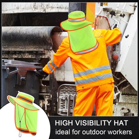 4 Pcs High Visibility Reflective Work Safety Sun Hat with Neck Flap Boonie Hats Wide Brim Hat Bucket Cap Adjustable in Saudi Arabia