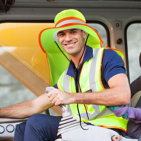 4 Pcs High Visibility Reflective Work Safety Sun Hat with Neck Flap Boonie Hats Wide Brim Hat Bucket Cap Adjustable in Saudi Arabia