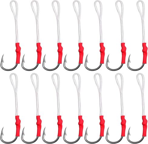 Fishing Assist Hooks with PE Line, Saltwater Jig Fishing Hooks Stainless Steel Jigging Assist Hooks Slow Pitch Jig Hooks for Trolling 25pcs in Saudi Arabia