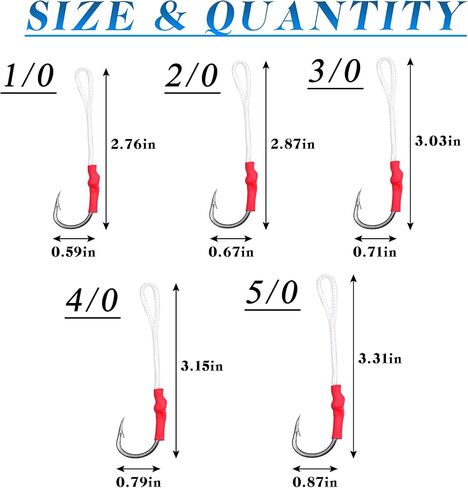 Fishing Assist Hooks with PE Line, Saltwater Jig Fishing Hooks Stainless Steel Jigging Assist Hooks Slow Pitch Jig Hooks for Trolling 25pcs in Saudi Arabia