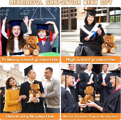 2024 هدايا الدب التخرج لها 11 بوصة لعبة الدب القطيفة التخرج مع قبعة سوداء تهانينا غراد للممرضة رياض الأطفال الابتدائية المدرسة الثانوية فئة الكلية لعام 2024 in Kuwait