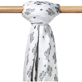Muslin Baby Blanket - Gray Cactus Coyote -Extra Soft Multipurpose Swaddle Blanket - Western Inspired