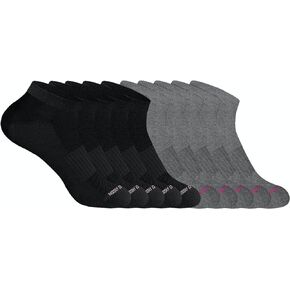 U.S. Polo Assn. 10 Pair Women's Athletic Performance Socks - Low Cut Moisture Control Running & Breathable Socks, BLK/GRY 7472 (Shoe Size 4-10)