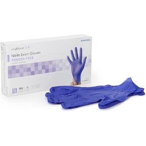McKesson Confiderm 3.0 Nitrile Exam Gloves - Powder-Free, Latex-Free, Ambidextrous, Textured Fingertips, Non-Sterile - Dark Blue, Size XL, 100 Count, 1 Box
