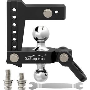 وصلة مقطورة قابلة للتعديل تناسب جهاز الاستقبال مقاس 2 بوصة فقط، 12500 رطل GTW، 6 بوصة قطرة/ارتفاع من الألومنيوم، 2 و2 5/16 كرات مع وصلات ثنائية الاتجاه وأقفال براءة اختراع مضادة للسرقة، أسود in Kuwait