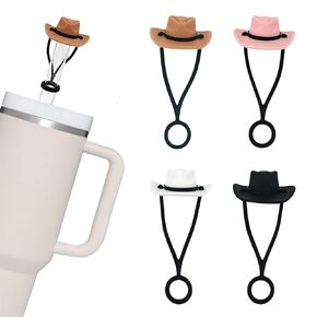 4 Pack Cowboy Hat Straw Covers Cap for Stanley Cup Straw Toppers for Stanley Cups Straw Topper Accessories for Gift in Saudi Arabia