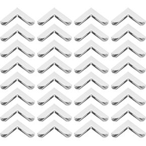 PATIKIL 32mm Metal Book Corners, 50pcs Photo Corners Book Corners Protector Retro Metal Decorative for Crafting Scrapbook Photo Album Book Binding, Silver Tone