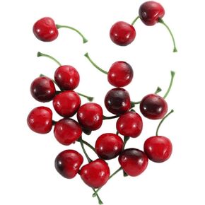 20Pcs Artificial Cherries, Lifelike Red Cherries, Fake Cherries for Home Kitchen Party Decoration Photography Prop