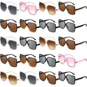 20 Pairs Women's Square Oversized Sun Glasses Retro Wide Flat Top Sunglasses UV Protection Trendy Shades for Women, Assorted Styles