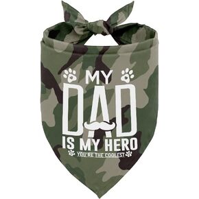 Dog Bandana, Dog Bandana, Camouflage Dog Scarf Printing, Dog Scarf Accessories, Dog Bandana Pet Scarf, Christmas Birthday Thanksgiving Dog Dad's Gift, My Dad is My Hero (M8)