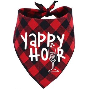 Yappy Hour Dog Bandana, Buffalo Plaid Pet Holiday Scarf