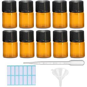 SKYPRO 10Pack Frosted Amber Glass Dropper Bottle for Essential Oils,Empty Glass Liquid Holder With Glass Eye Dropper,Silver Caps Travel Perfume Cosmetic Container(10ml)