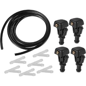 Windshield Washer Nozzle for Ford Econoline Durable No.3W7Z17603AA Windscreen Washer Sprayer Nozzle Black Front with Hose and Connectors 1 Set