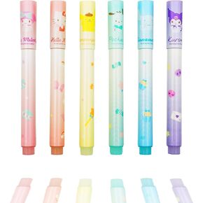 Cartoon Highlighter Markers 6 Assorted Pastel Colors Quick Dry Write Smoothly Cute Drawing Pens For Adults Students Writing Graffiti School Office Supplies (In box)