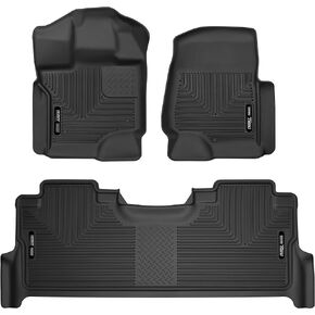 Husky Liners X-act Contour Floor Mats | Fits 2022 - 2024 Toyota Tundra CrewMax | Front & 2nd Row, 3-pc Black - 53798