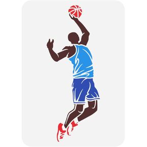 FINGERINSPIRE لاعب كرة السلة رسم استنسل 8.3x11.7 بوصة كرة السلة استنسل ألعاب الكرة استنسل رياضي استنسل لاعب كرة استنسل قالب رسم رياضي للرسم على الحائط الخشب