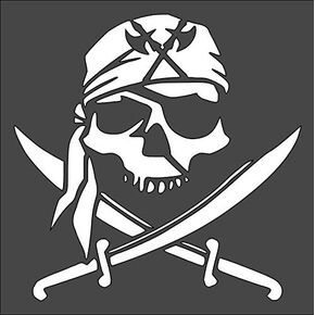 Skull Pirate Logo Stencil Reusable Sturdy Flexible Clear Plastic 1-5.5x5.5 in Arts and Crafts Material Scrapbooking for Airbrush Painting Drawing