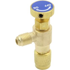 R12 R22 Refrigerant Charging Valve 1/4in Male to 1/4in Female, Liquid Safety Adapter Flow Control Ball Valve for R12 R22 Refrigerant Charging Valve