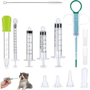 Pet Pill Dispenser,Pet Feeding Nipple and Syringes for Newborn Kittens, Puppies, Rabbits, Small Animals