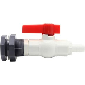 JoyTube Rain Barrel Spigot PVC Bulkhead Fitting with Ball Valve and 5/8"(16mm) Hose Barb Fitting for Rain Barrel Water Tanks Aquariums Tubs Pools Garden(For 16mm ID Hose)
