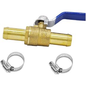 HZFJ 3/4 Hose Barb Straight Through Forged Brass Micro-Cut Ball Valve, heater hose shut off valve 3/4" Hose Barb x 3/4" Hose Barb, 180 Degree Operating Handle, Water, Oil, Gas, Fuel line Fittings