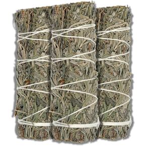 ESPOIR & AMOUR Blue Sage - 3 Spiritual Blue Sage Smudge Sticks for Smudging, Healing and Ritual | Hand-Tied Desert Sage Sticks to Cleanse Negativity | Sustainably Harvested 4 Inch Blue Sage Sticks