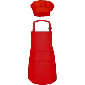 Kids Apron Chef Hat Sets Girls Boys for Cooking Painting Children's Bib Apron with Pockets for 6-13 Years