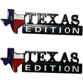 2pc Texas Flag Edition Emblems - Fender Tailgate Door Badge Stick On Universal - Texas Edition Car Sticker (Chrome)