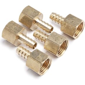LTWFITTING LF Brass Fitting Coupler/Adapter 3/8" Hose Barb x 1/2" Female NPT Fuel Gas Water (Pack of 5)