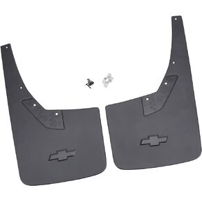 GM Accessories 22894865 Rear Flat Splash Guards in Black with Bowtie Logo