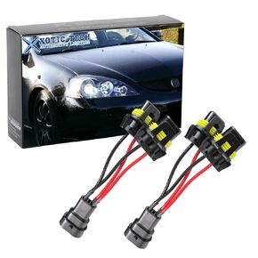 Xotic Tech 2pcs 9005/9006 Xenon Light Bulbs Quad Dual Splitters Bi-Xenon Projector Lamp Retrofit Wiring Harness Adapters (5 inches)