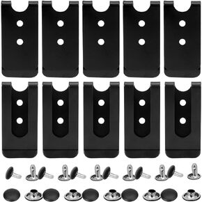 Mozeat Lens 10 Pieces Metal Holster Sheath Belt Clip Buckle Spring Hook Belt Clip Buckle Mini Double Holes Belt Clip Replacement with 10 Pairs Rivets for Pouches Belt Bag Small Bag Leather Crafts DIY