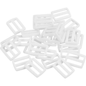 100 Pack Tri-Glide Slide - Plastic Adjustable Slide Buckle Webbing Fastener, Apply to Purse Belt Strap Hardware (5/8 Inches, White)
