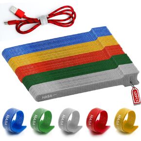 100pcs 6 Inches Reusable Cable Ties 5 Colors, HASA zone Adjustable Cord Ties, Nylon Cloth Cord Cable Straps for Cord Organizer/Cable Management Ties/Computer Cord Ties