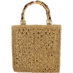 المرأة القش حمل الحقائب الشاطئ الصيف الأزهار المنسوجة الكتف محفظة السفر الشاطئ حقيبة يد المحفظة اليدوية in Kuwait