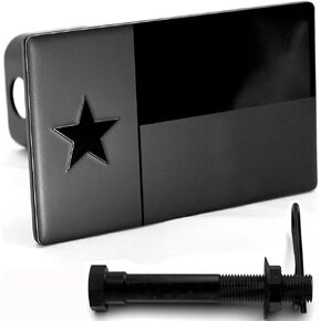 Texas State Flag Metal Hitch Cover (Fits 2" Receiver, Black)